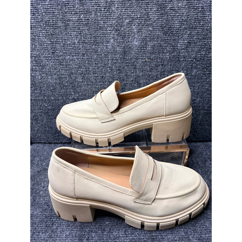 Sincerely Jules Dylan Cream Lug Sole Penny Loafers Womens 9M Chunky Block Heel - Picture 7 of 10